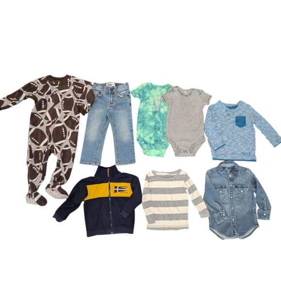 Carter's Other - Huge Lot 8 Toddler Boy Long Sleeve Top Shirt Jeans Pants Jacket Onesie Pajama 2T
